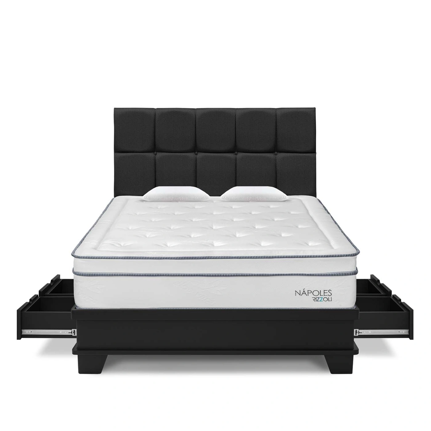 DORMITORIO CON CAJONES RIZZOLI NAPOLES LAQUEADO QUEEN - 1