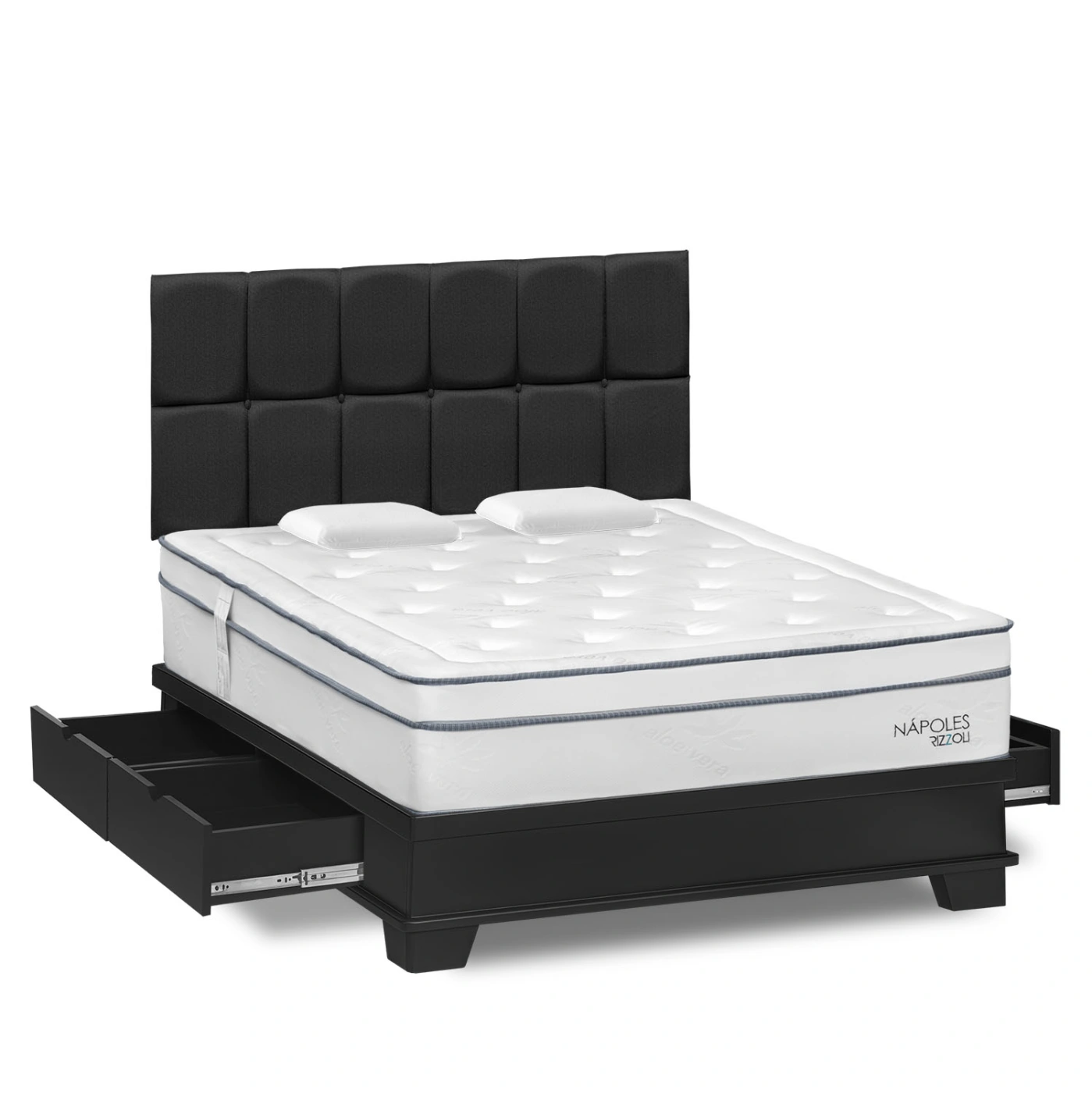DORMITORIO CON CAJONES RIZZOLI NAPOLES LAQUEADO KING - 2