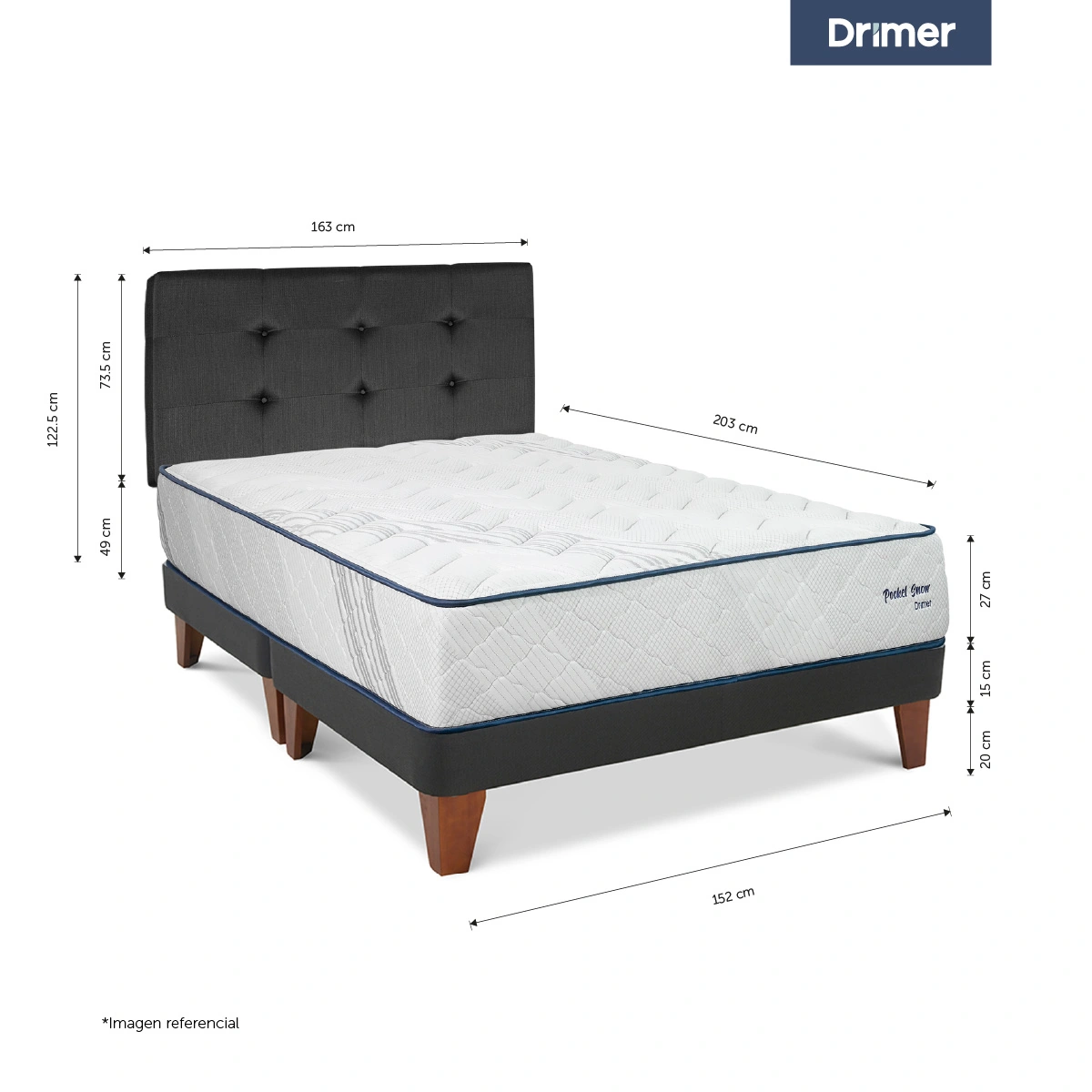 DORMITORIO GOLD DRIMER POCKET SNOW QUEEN ALFA GRIS  - 2