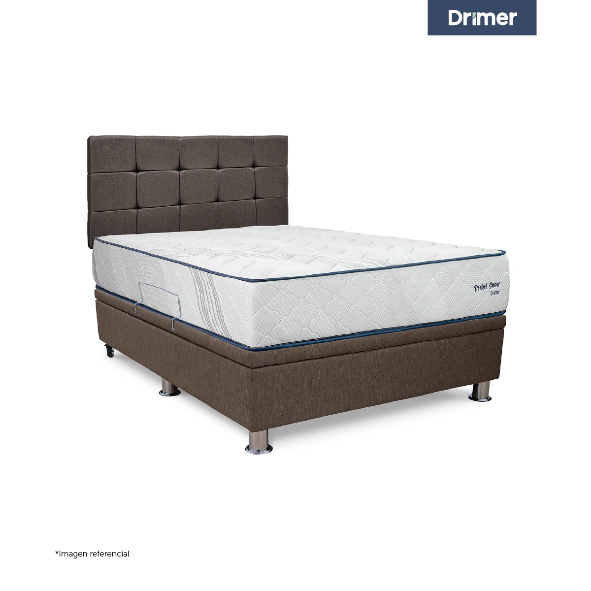 DORMITORIO BOXET DRIMER POCKET SNOW 1.5 PLAZAS CUADROS MARRÓN - 1