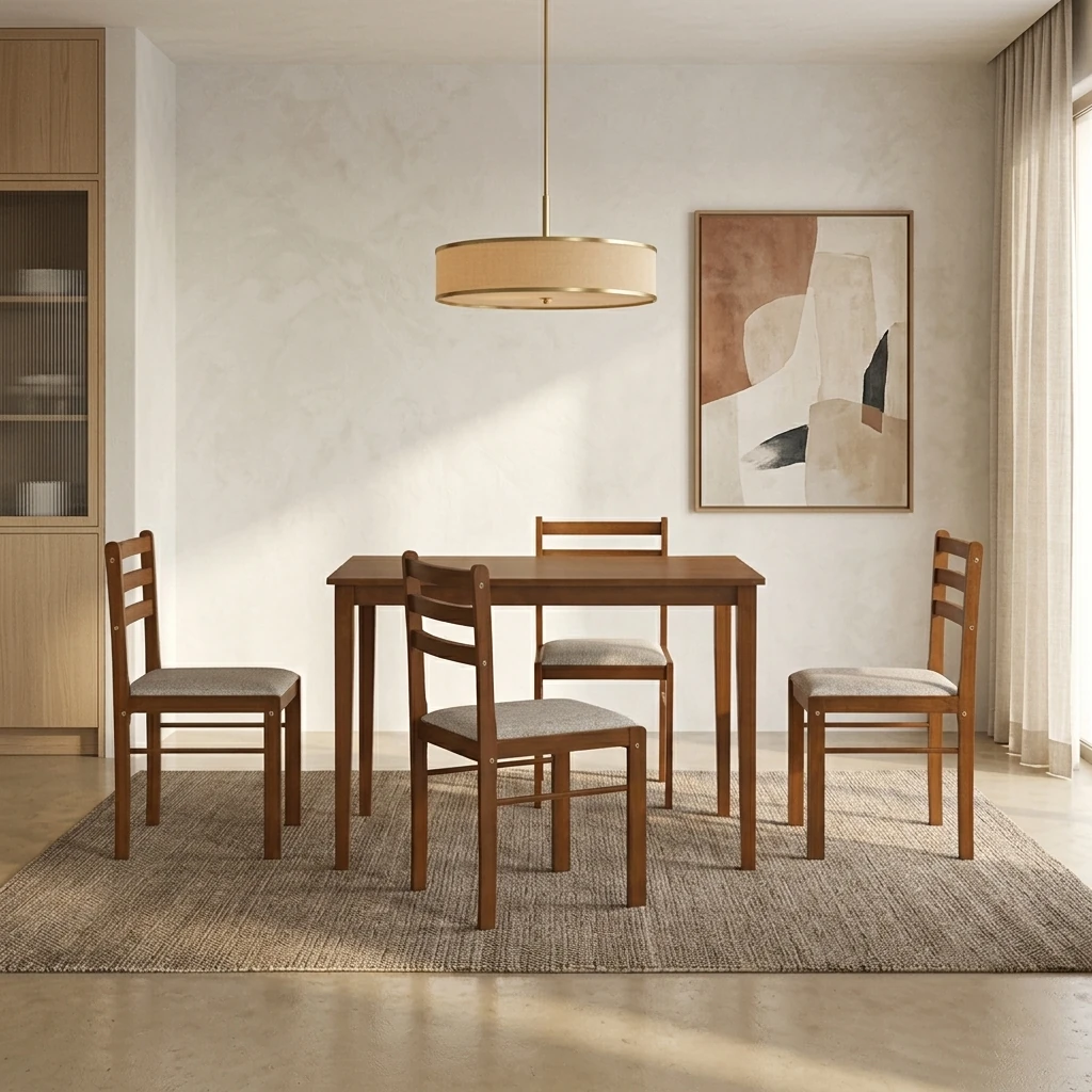 JUEGO DE COMEDOR RIPLEY HOME LISA 4 SILLAS ROBLE - 1