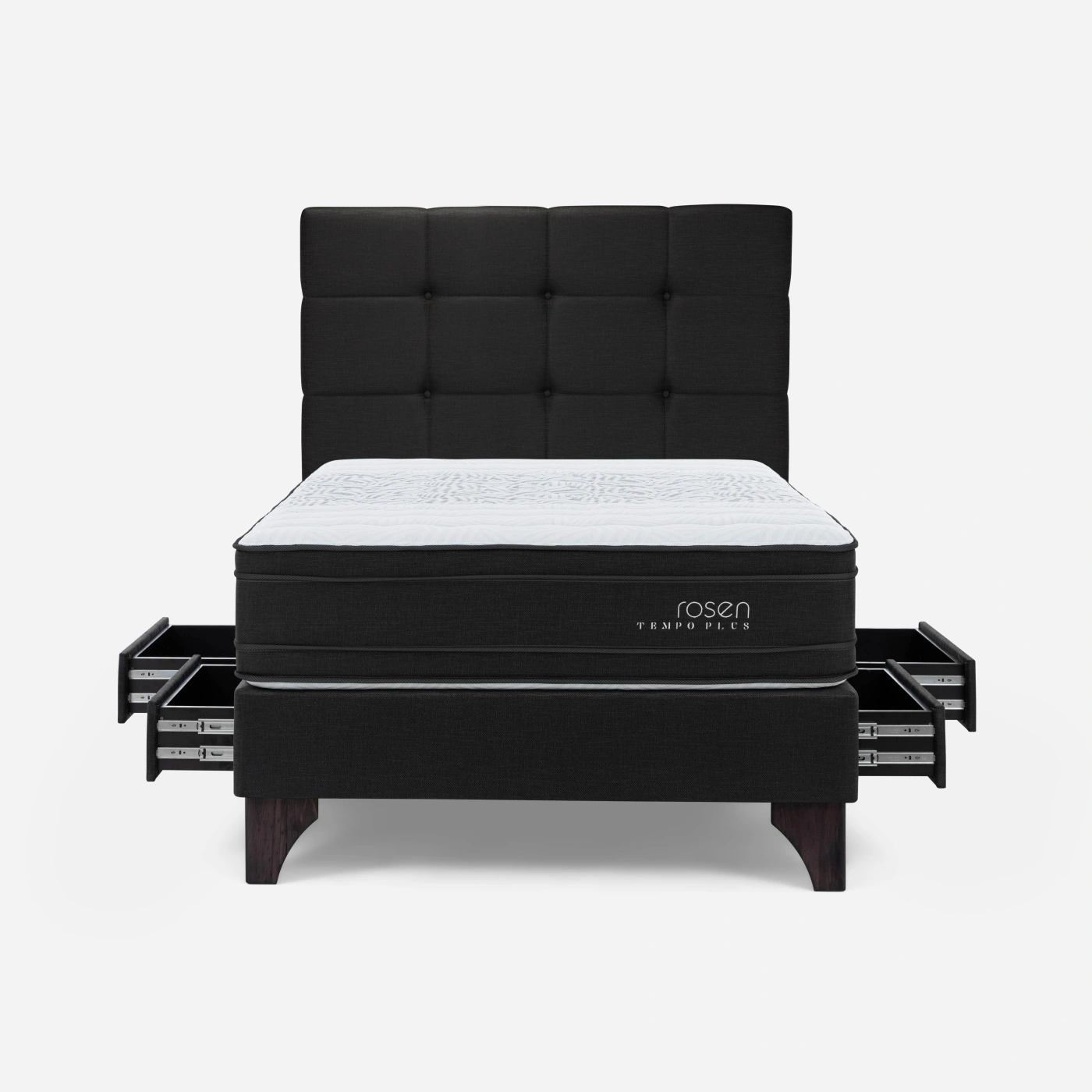 DORMITORIO EUROPEO CON CAJONES ROSEN TEMPO PLUS 2 PLAZAS ISSEY GRAFITO - 1