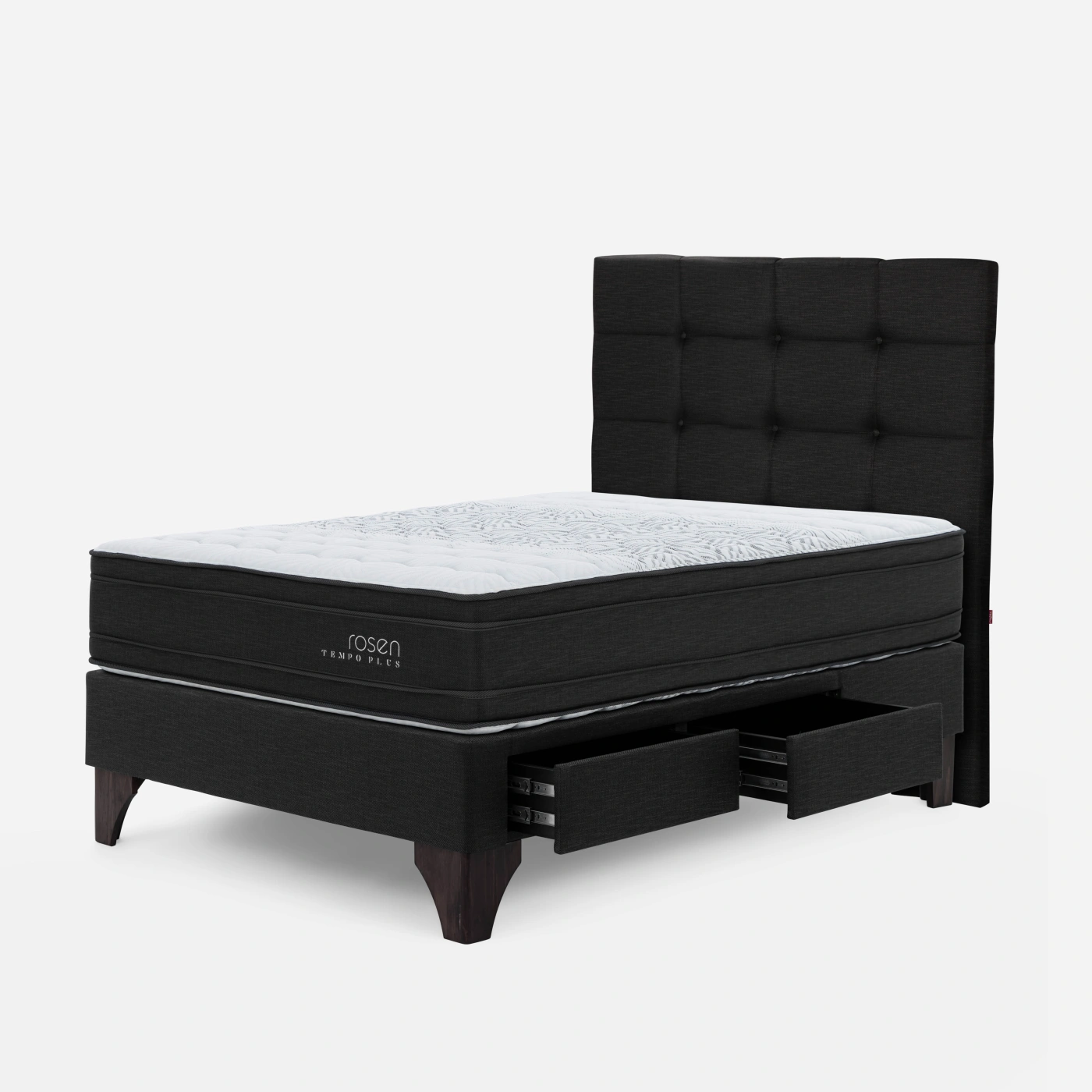 DORMITORIO EUROPEO CON CAJONES ROSEN TEMPO PLUS 2 PLAZAS ISSEY GRAFITO - 2