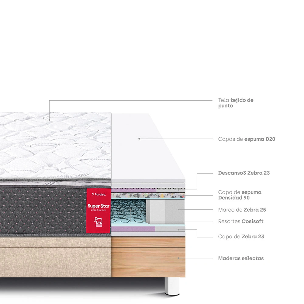 CAMA BOXET SUPER STAR 1.5 PLAZAS CHAMPAGNE - 5