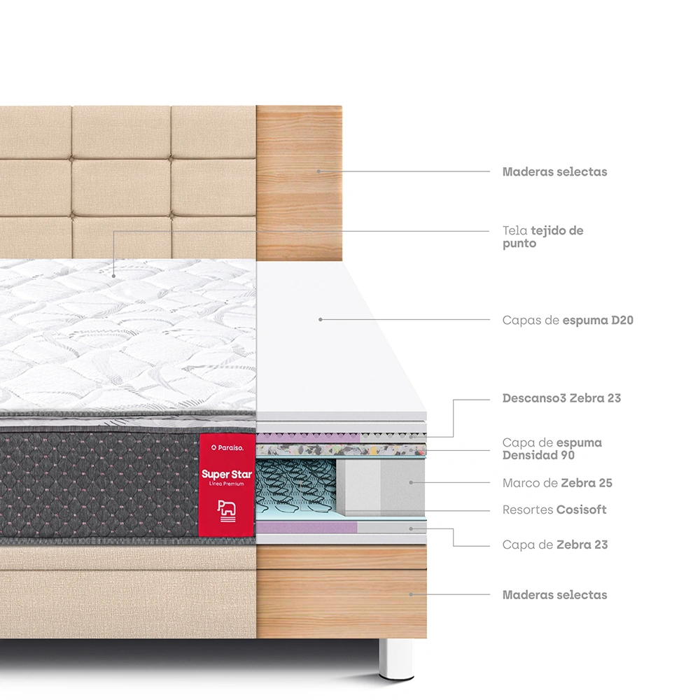 DORMITORIO BOXET BLOCKS SUPER STAR 2 PLAZAS CHAMPAGNE - 6