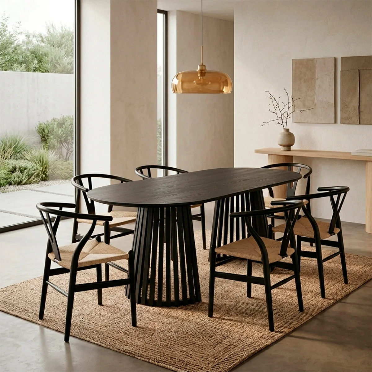JUEGO DE COMEDOR MAISON LINETT NANTES 6 SILLAS NEGRO - 1