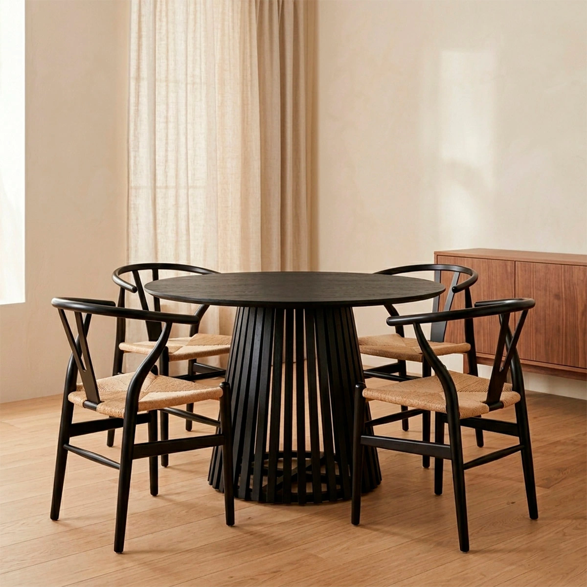 JUEGO DE COMEDOR MAISON LINETT NANTES 4 SILLAS NEGRO - 1
