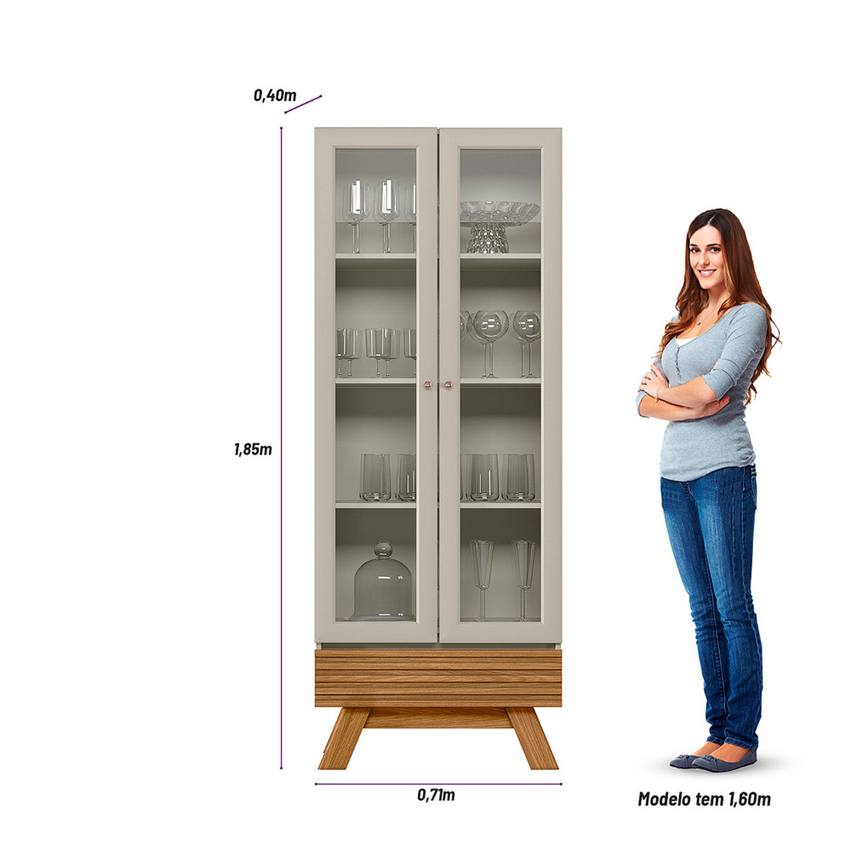 VITRINA RIPLEY HOME MAGNOLIA 3 REPISAS OFF WHITE - 3