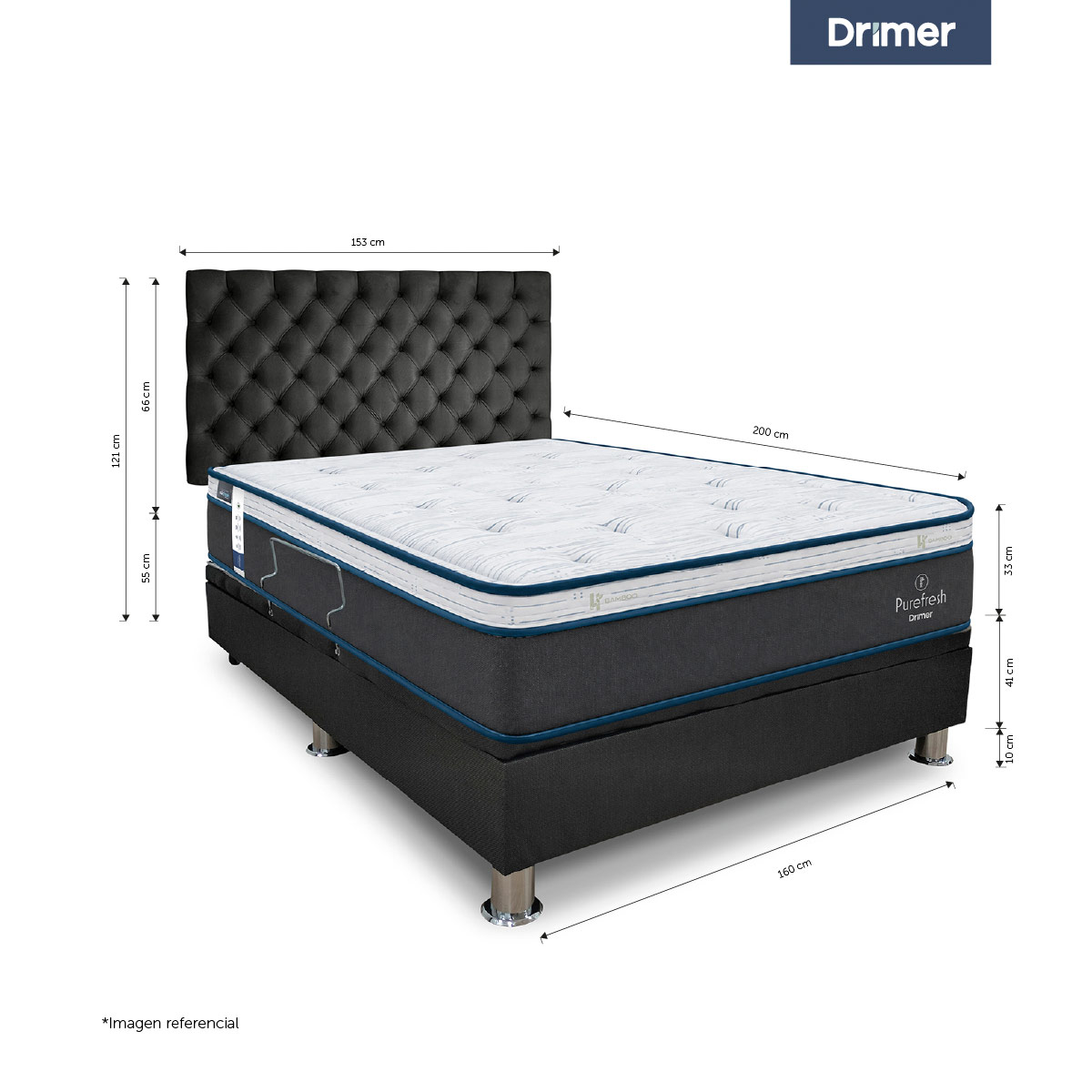 JUEGO DE DORMITORIO BOXET DRIMER PURE FRESH QUEEN EUROPEO GRIS - 4