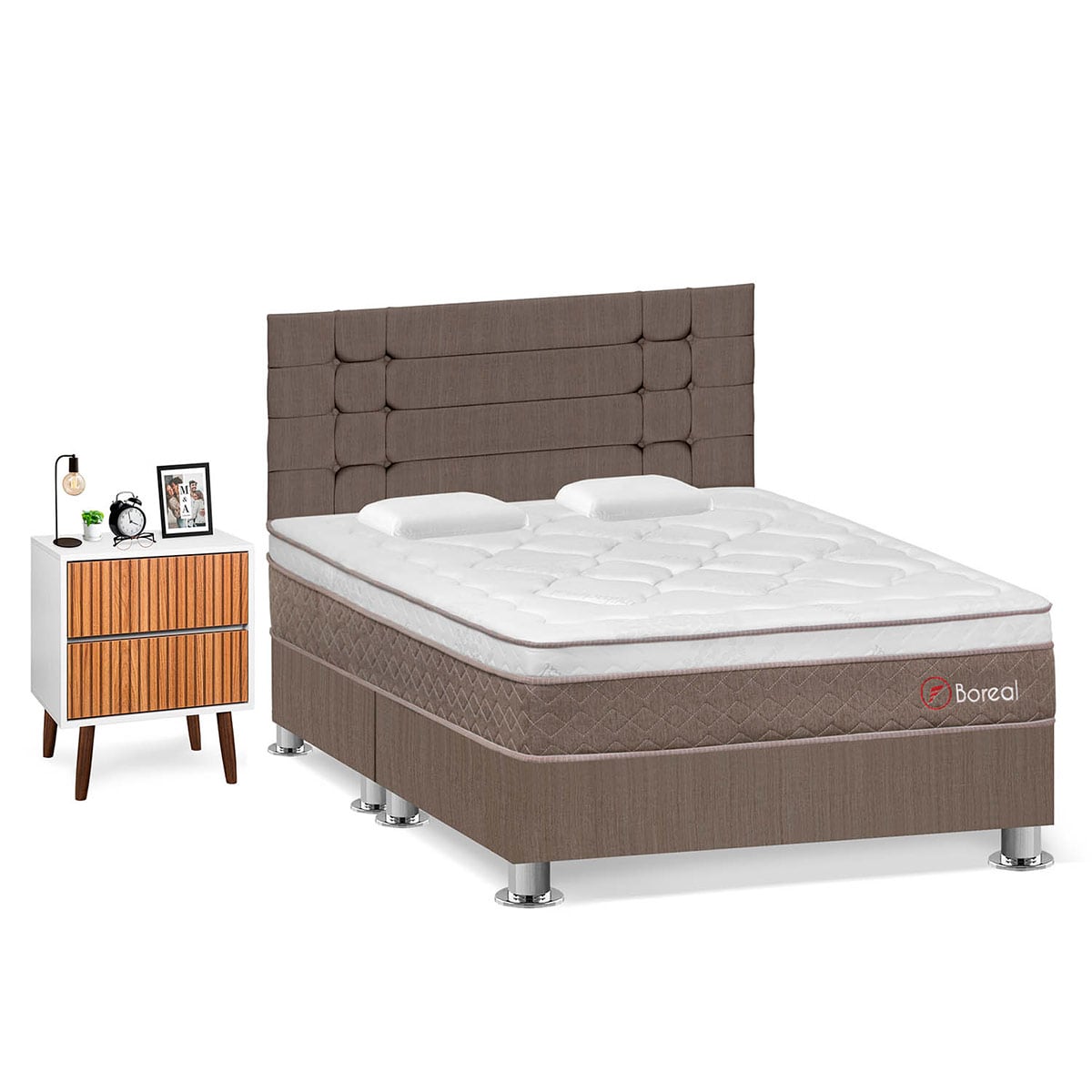 DORMITORIO FORLI BOREAL QUEEN MARRÓN + VELADOR MILAN - 2