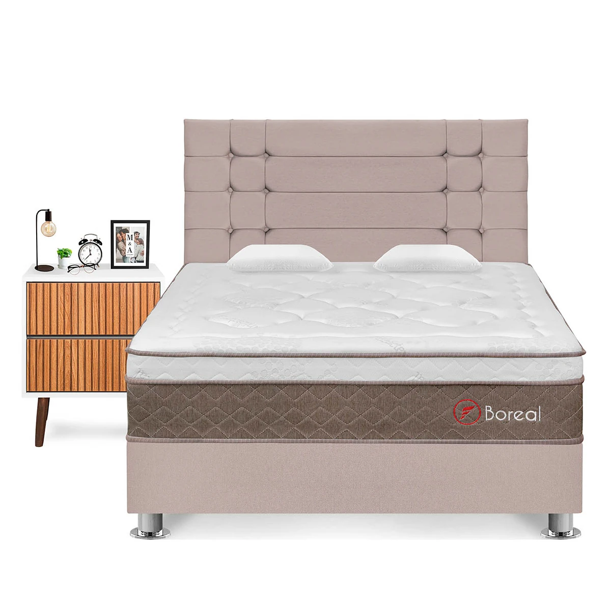 DORMITORIO FORLI BOREAL QUEEN BEIGE + VELADOR MILAN - 1