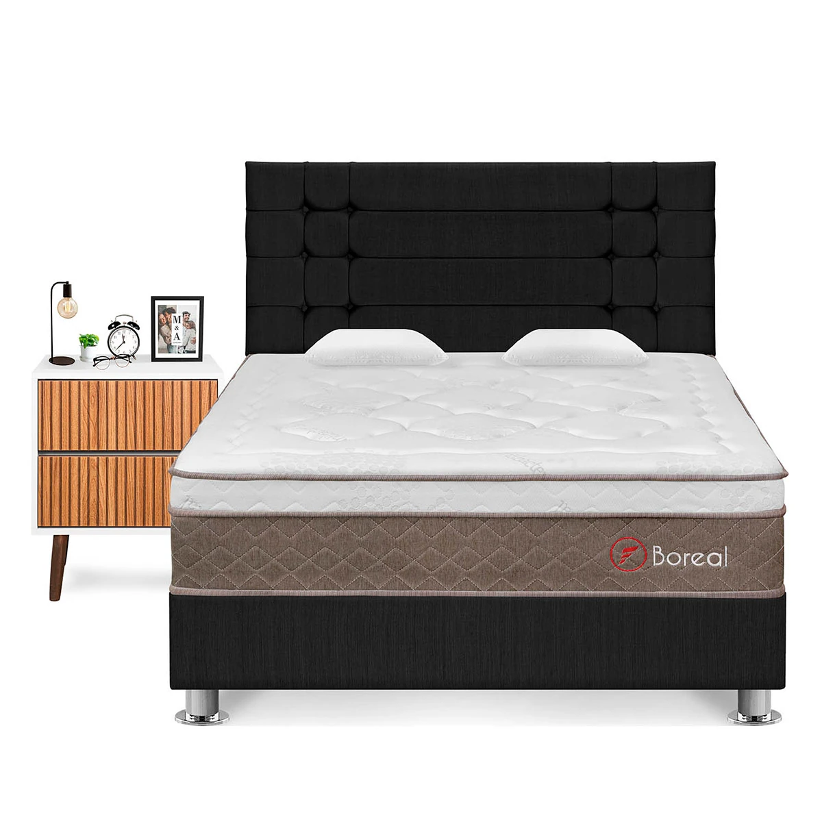 DORMITORIO FORLI BOREAL QUEEN GRIS + VELADOR MILAN - 1