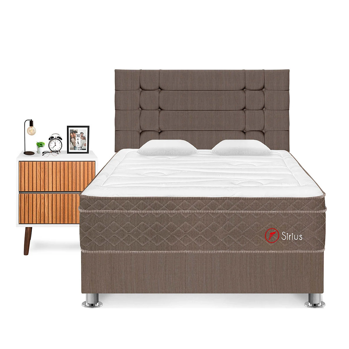 DORMITORIO FORLI SIRIUS 2 PLAZAS MARRÓN + VELADOR MILAN - 1