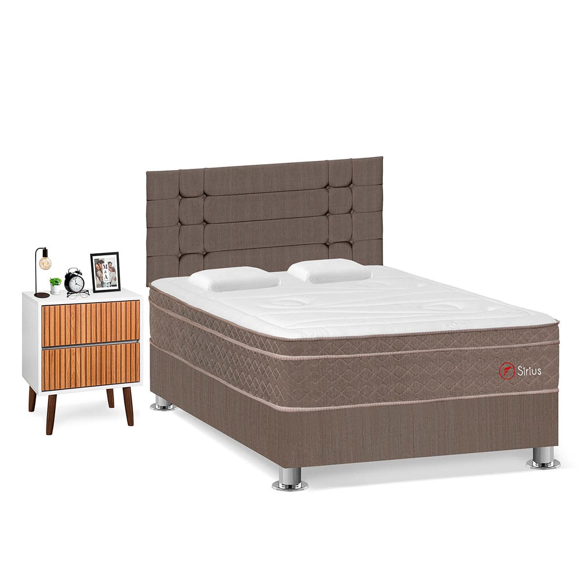 DORMITORIO FORLI SIRIUS 2 PLAZAS MARRÓN + VELADOR MILAN - 2