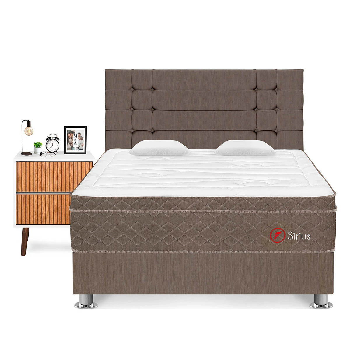 DORMITORIO FORLI SIRIUS QUEEN MARRÓN + VELADOR MILAN - 1
