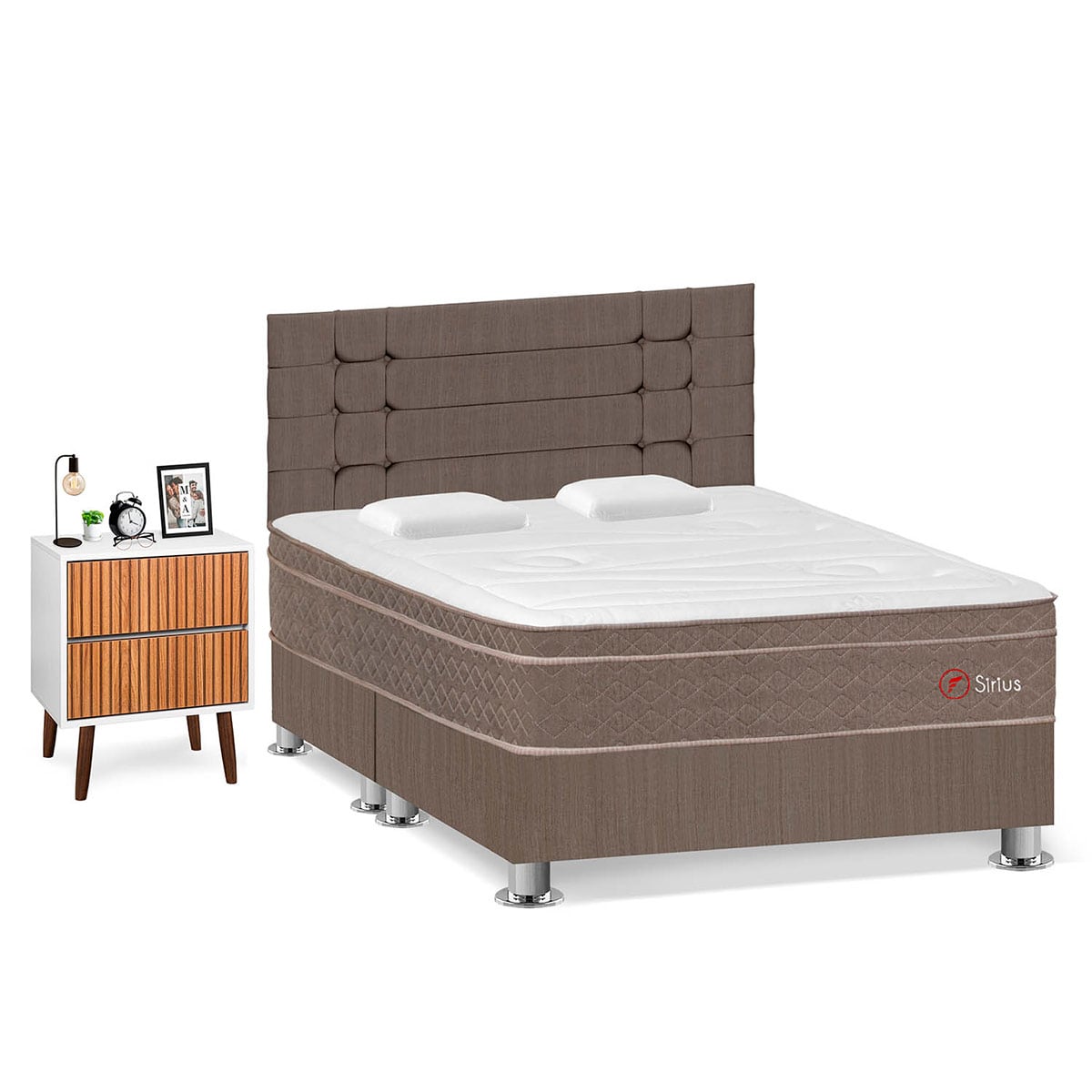 DORMITORIO FORLI SIRIUS QUEEN MARRÓN + VELADOR MILAN - 2