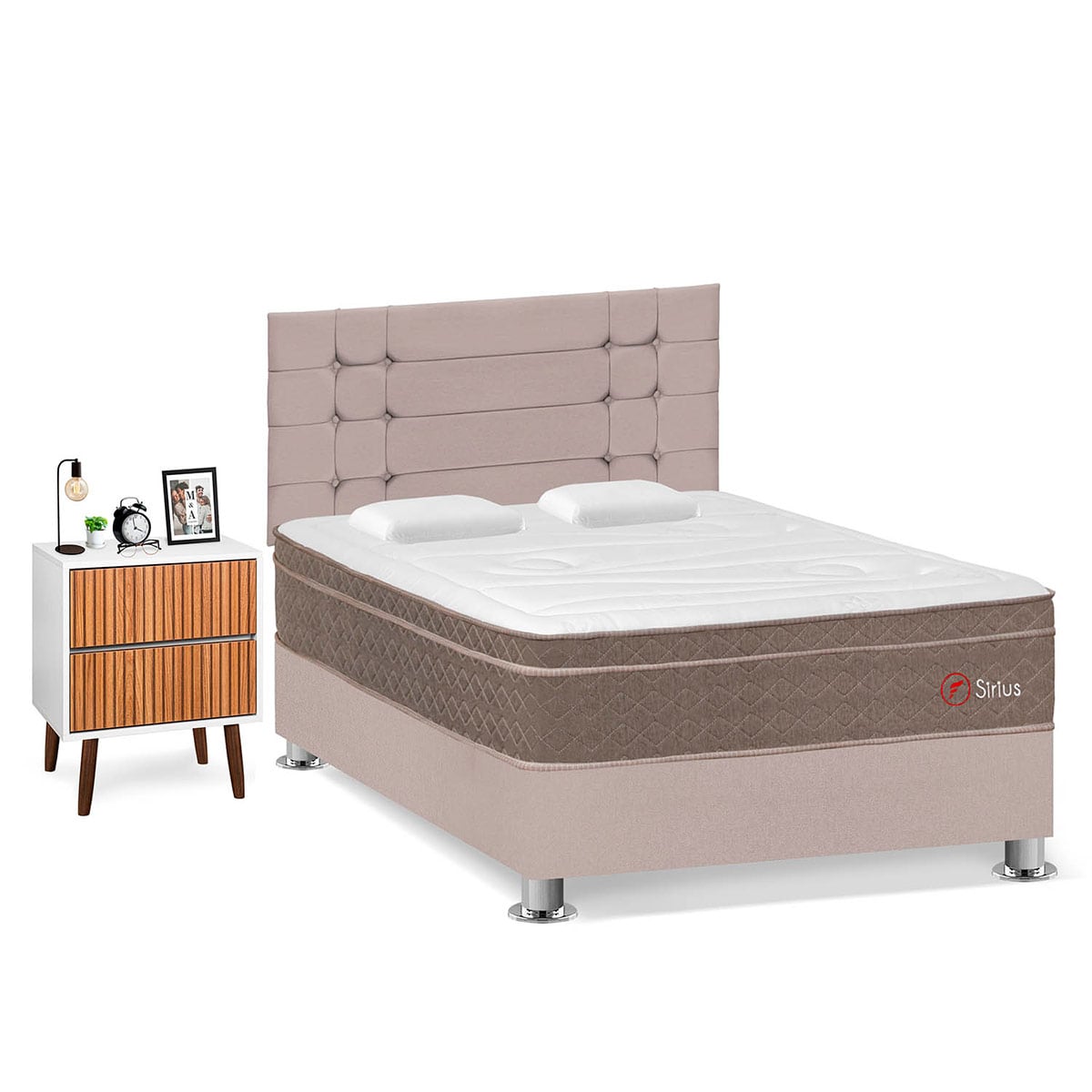 DORMITORIO FORLI SIRIUS 2 PLAZAS BEIGE + VELADOR MILAN - 2