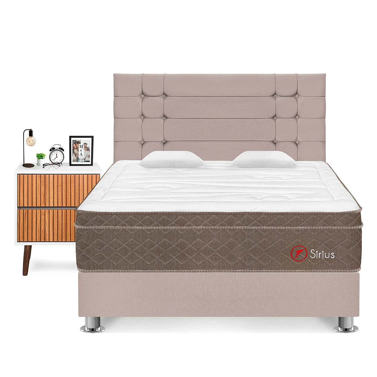 DORMITORIO FORLI SIRIUS QUEEN BEIGE + VELADOR MILAN - 1