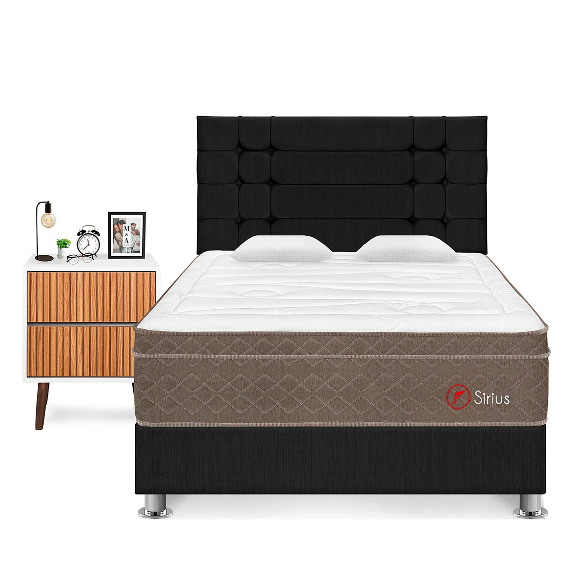 DORMITORIO FORLI SIRIUS 2 PLAZAS GRIS + VELADOR MILAN - 1