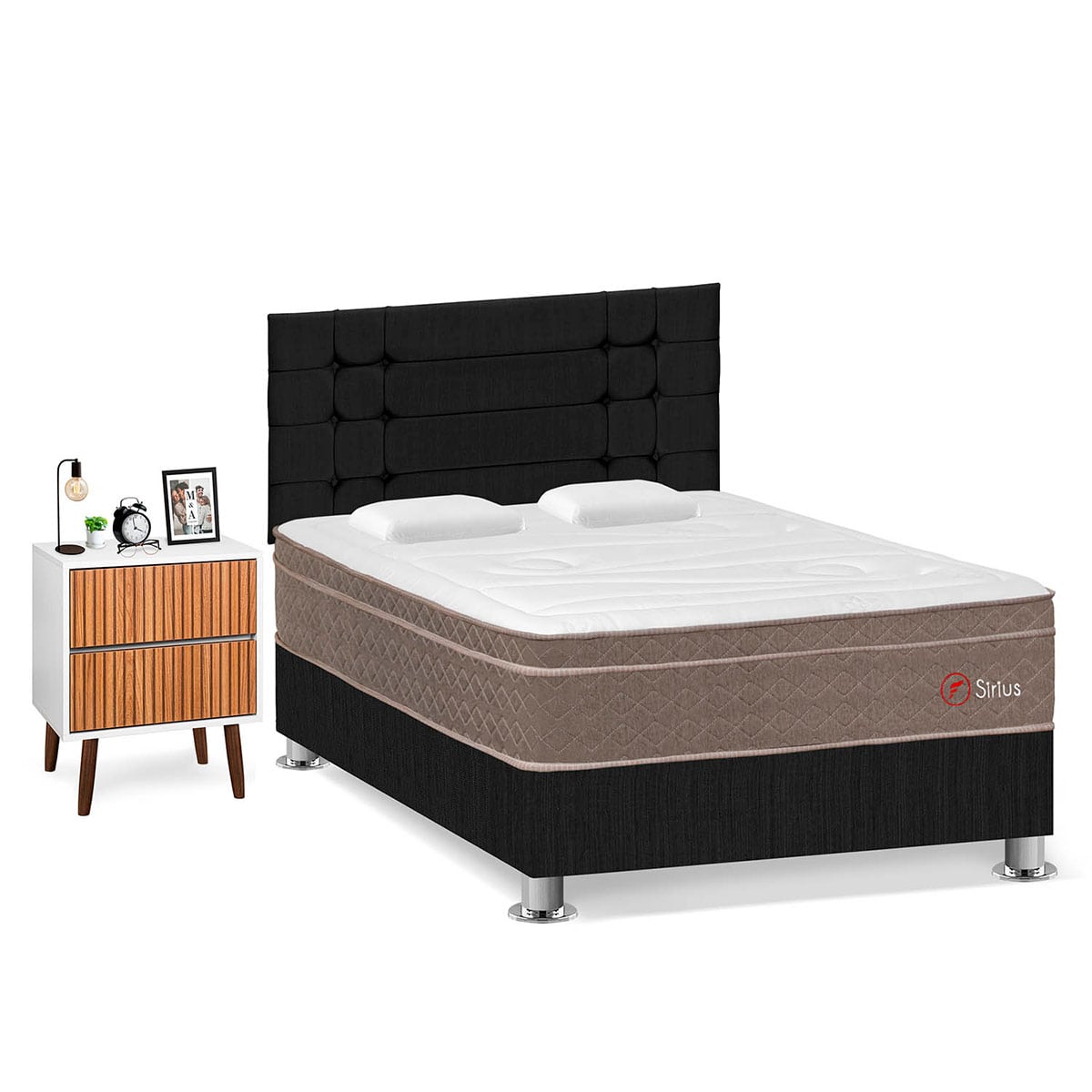 DORMITORIO FORLI SIRIUS 2 PLAZAS GRIS + VELADOR MILAN - 2