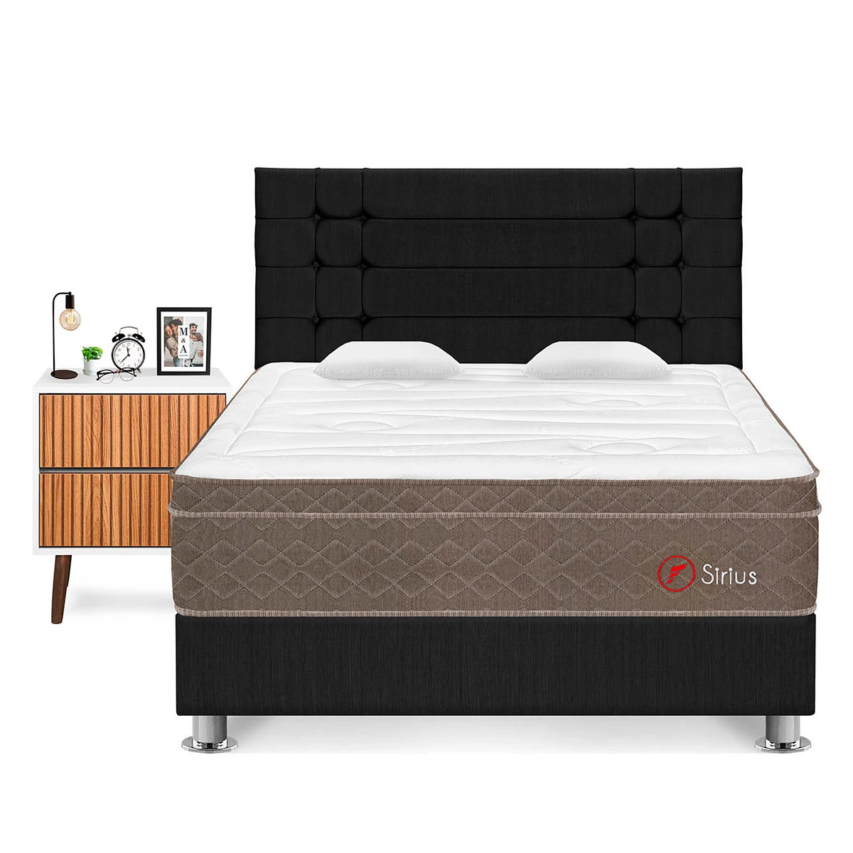 DORMITORIO FORLI SIRIUS KING GRIS + VELADOR MILAN - 1