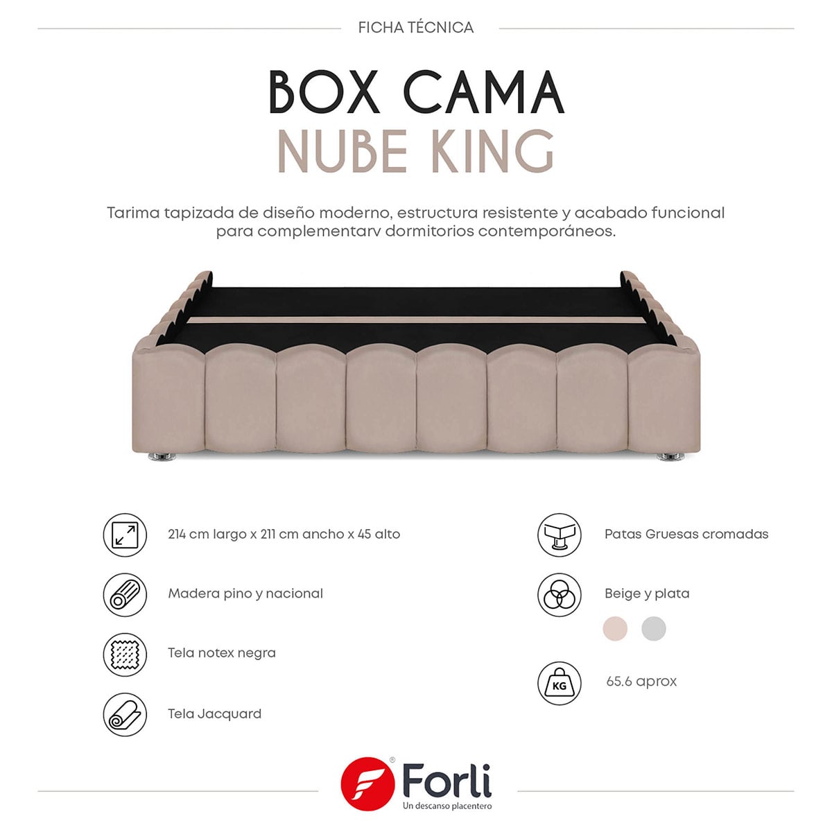 BASE + CABECERA FORLI NUBE KING BEIGE - 3