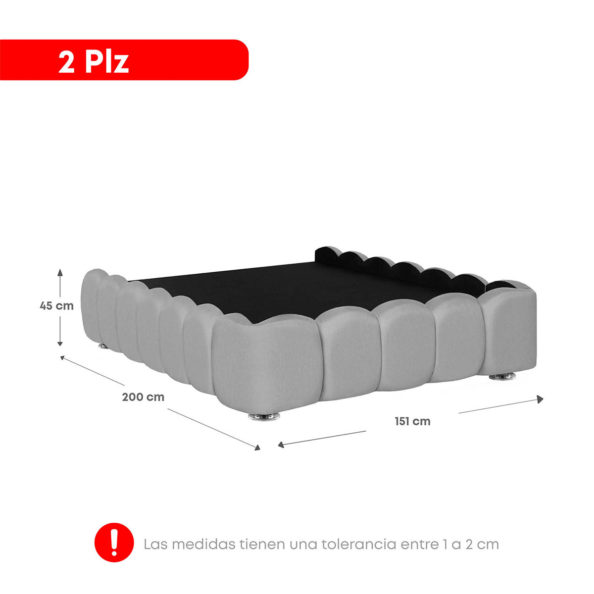 BASE + CABECERA FORLI NUBE 2 PLAZAS PLATA - 5