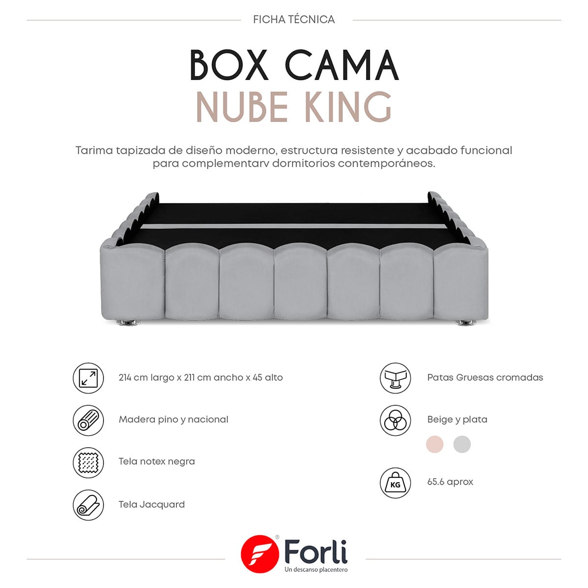 JUEGO DE DORMITORIO AMERICANO FORLI NUBE SIRIUS KING - 7