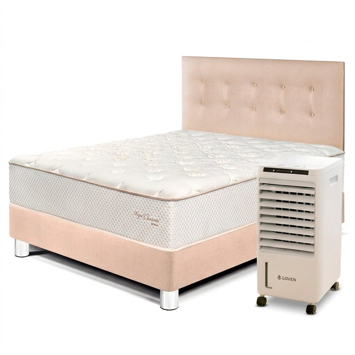DORMITORIO PARAÍSO ROYAL CROWN 2 PLAZAS + ENFRIADOR AIRE LOVEN 3 NIVELES - 1