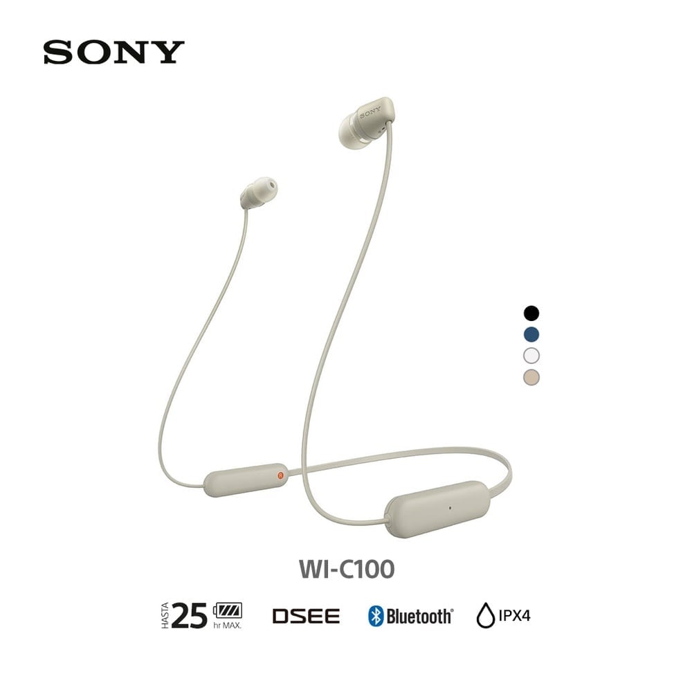 AUDÍFONOS SONY IN-EAR WI-C100 BLUETOOTH CREMA - 1