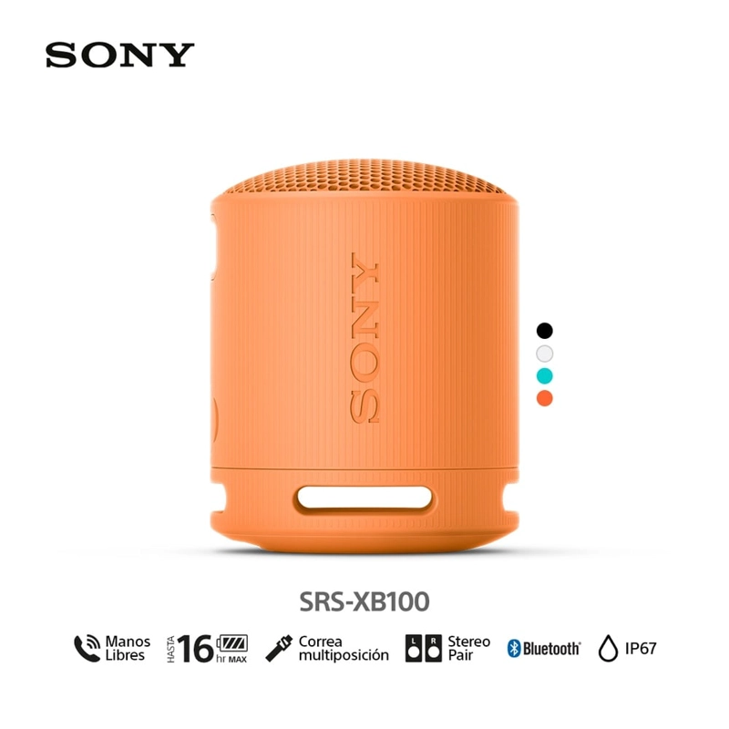 PARLANTE SONY PORTÁTIL SRS-XB100 BLUETOOTH WATERPROOF NARANJA - 1