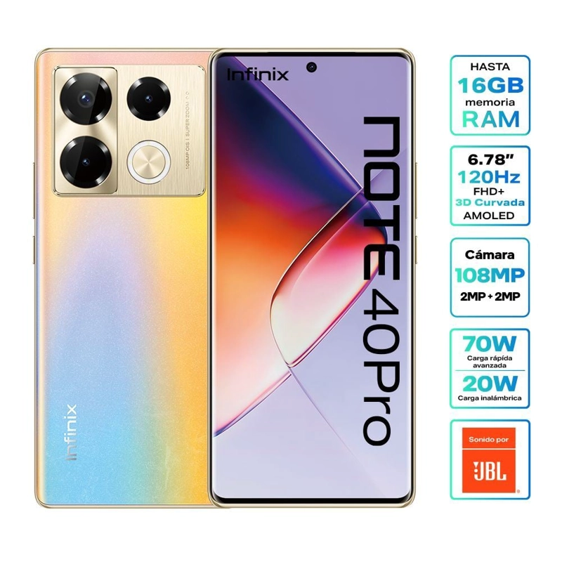 CELULAR INFINIX NOTE 40 PRO X6850 256GB 16GB DS 108 MP + 2 MP MACRO + 2 ...