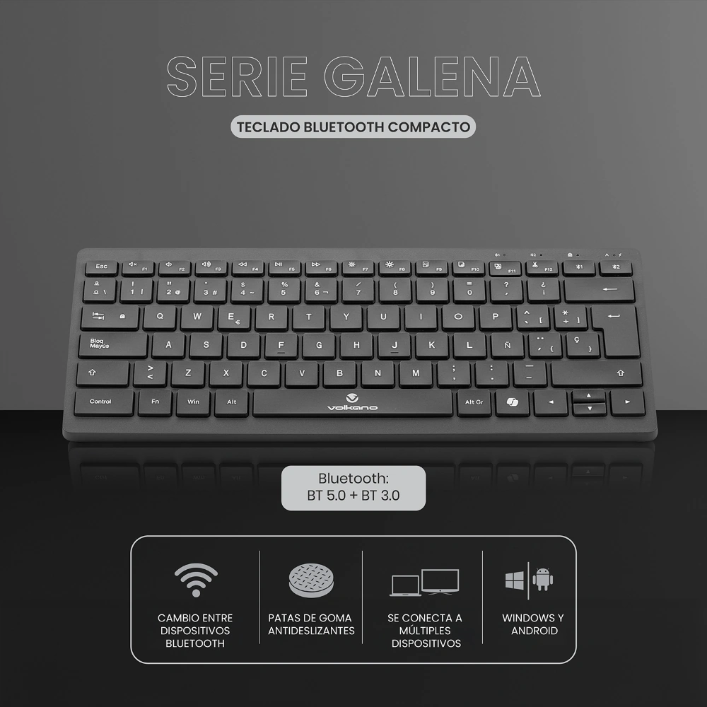 TECLADO VOLKANO GALENA SERIES BLUETOOTH DUAL MODE - 2