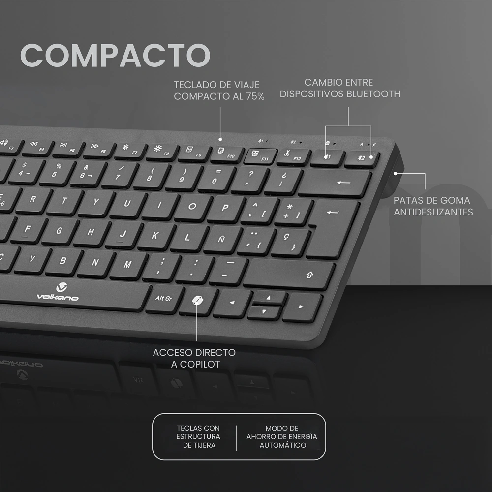 TECLADO VOLKANO GALENA SERIES BLUETOOTH DUAL MODE - 3