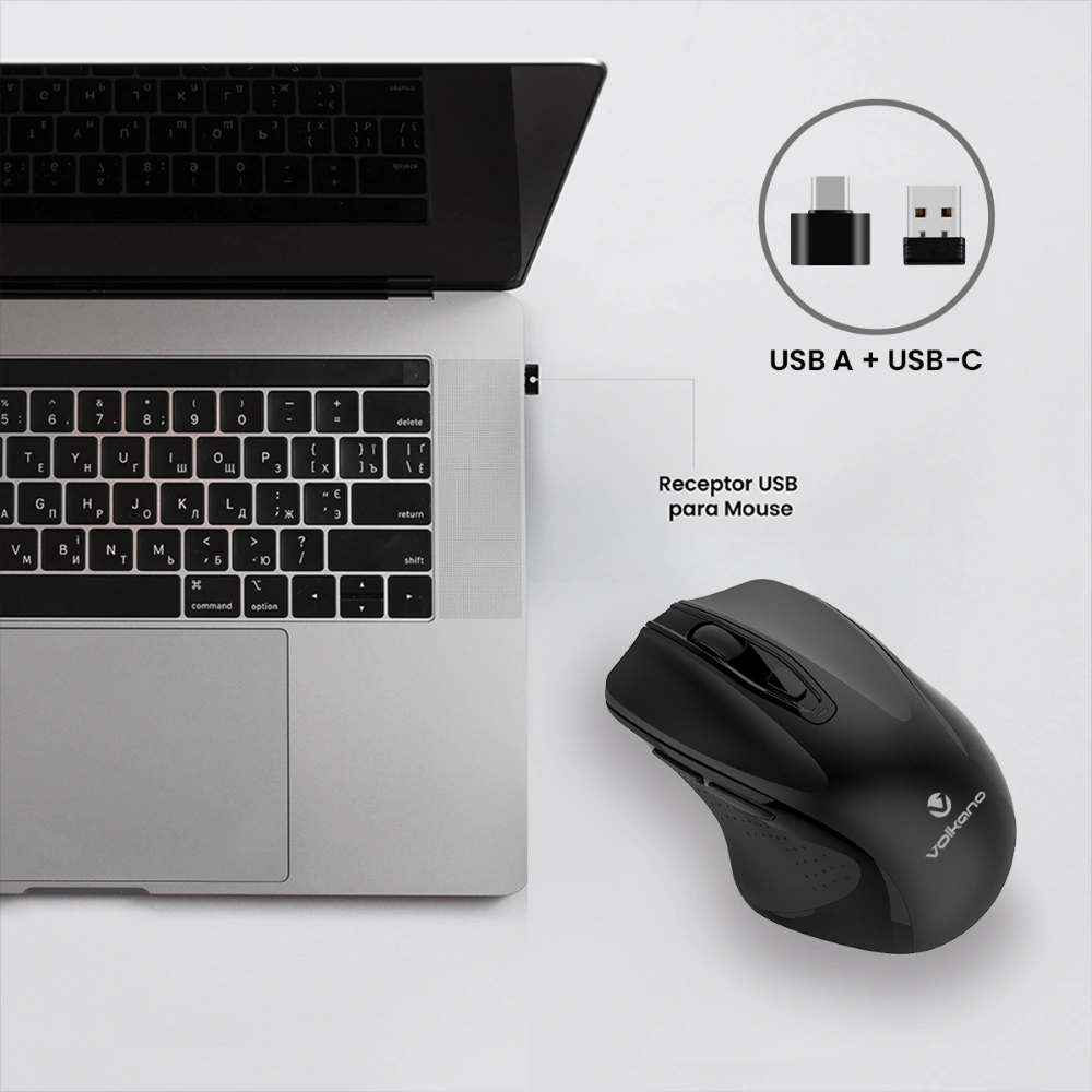 MOUSE VOLKANO AURUM SERIES RECARGABLE BLUETOOTH+2.4GHZ - 5