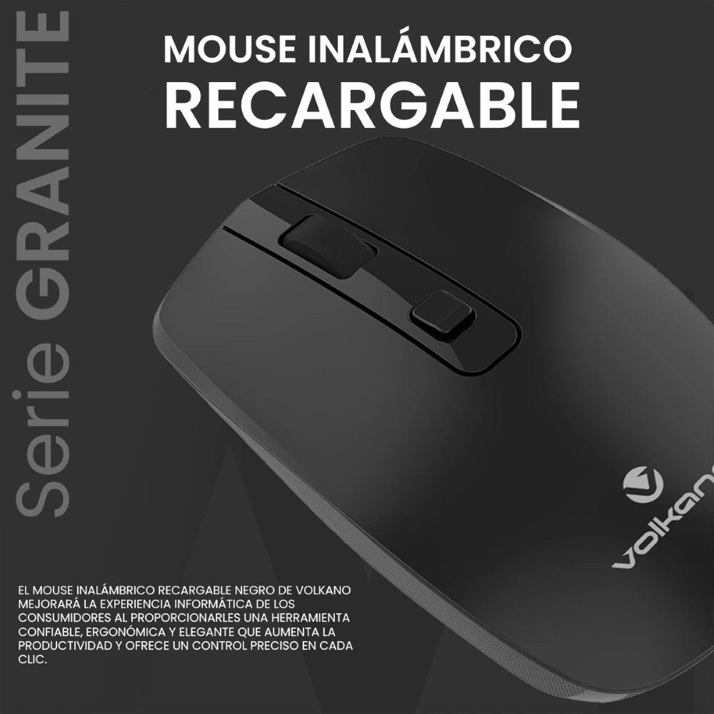 MOUSE INALÁMBRICO VOLKANO GRANITE SERIES RECARGABLE - 2