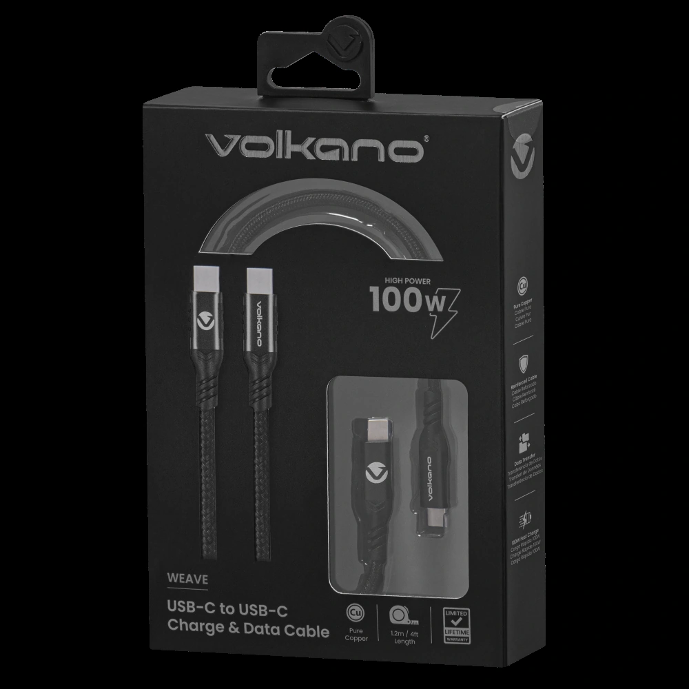 CABLE TIPO C A TIPO C VOLKANO WEAVE SERIES 100W 1.2M - 5