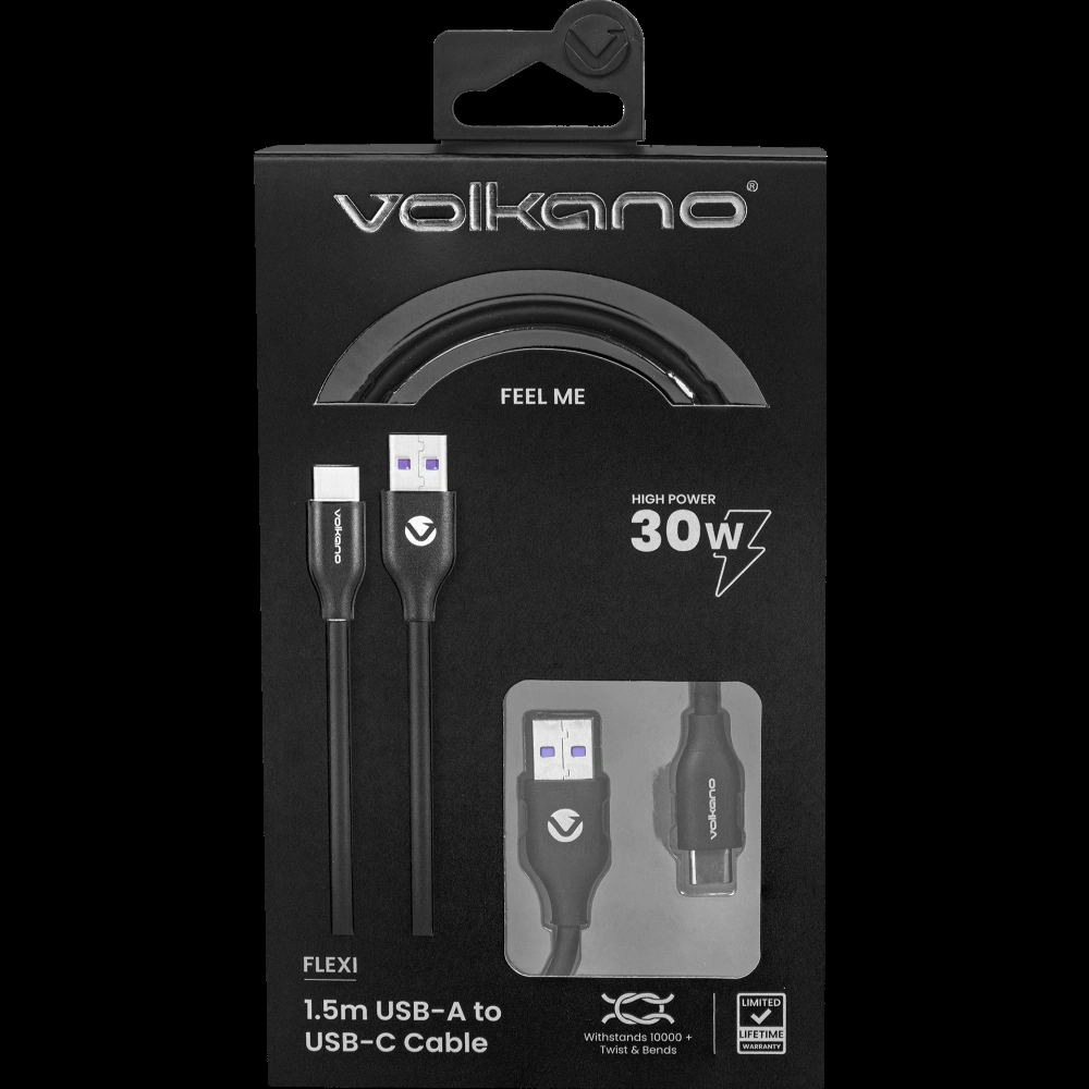 CABLE USB A TIPO C VOLKANO FLEXI SERIES 1.5M 30W - 6