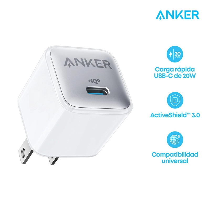 CARGADOR ANKER NANO PRO 20 WATTS BLANCO - 1