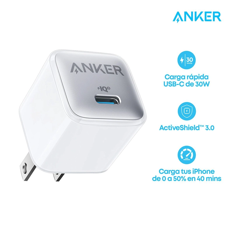 CARGADOR ANKER NANO PRO 30 WATTS BLANCO - 1