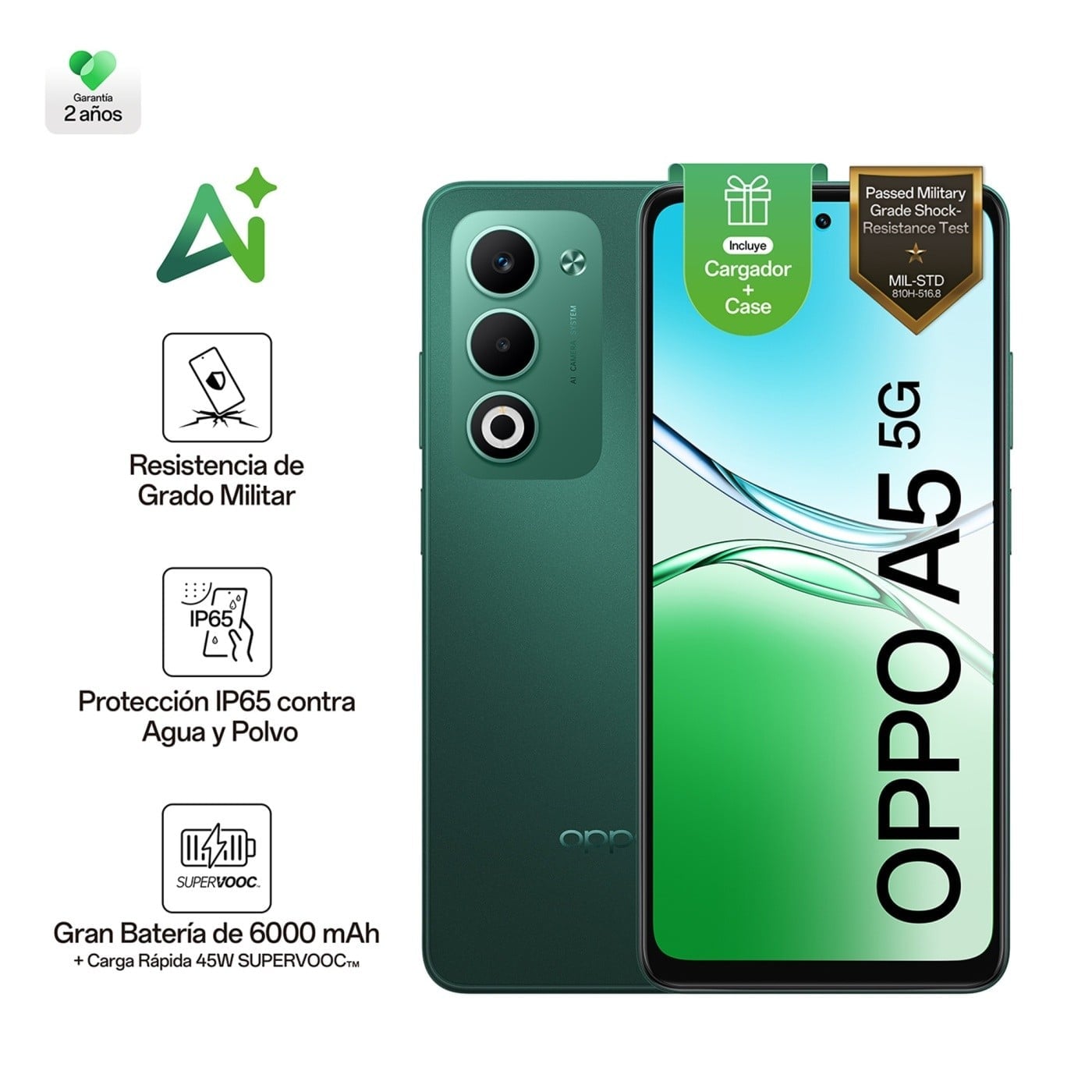 CELULAR OPPO A5 5G 256 GB VERDE - 1