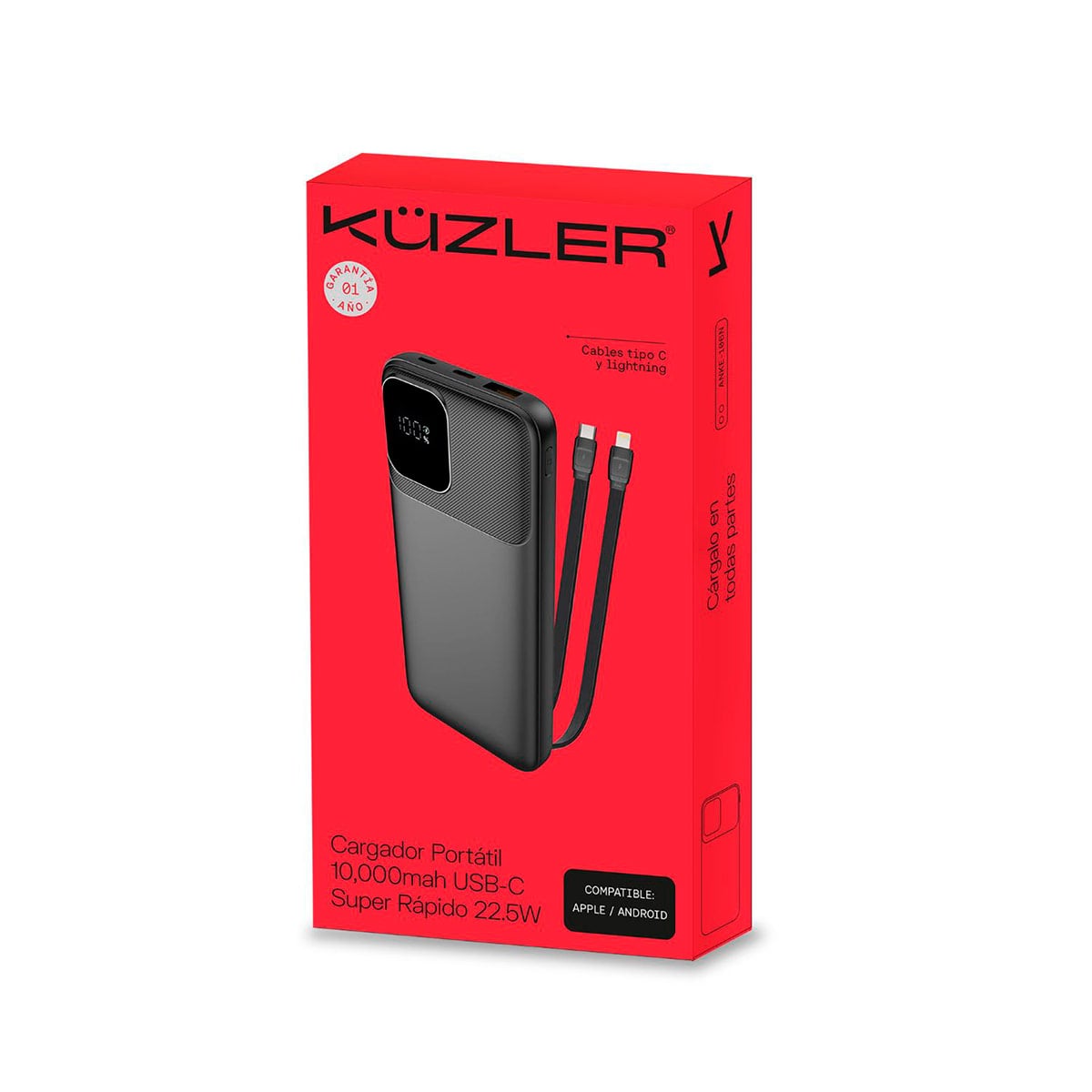 CARGADOR PORTÁTIL KUZLER ANKE-106N 20KMAH 2 CABLES - 6
