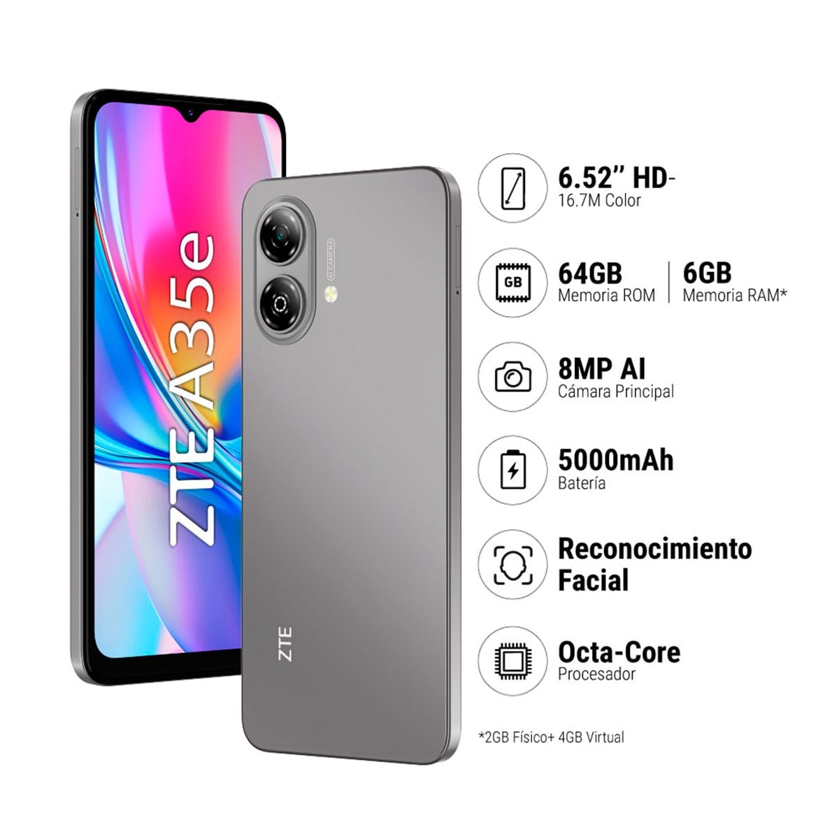 CELULAR ZTE A35E 64GB 2GB RAM 8MP 6.5” - 16