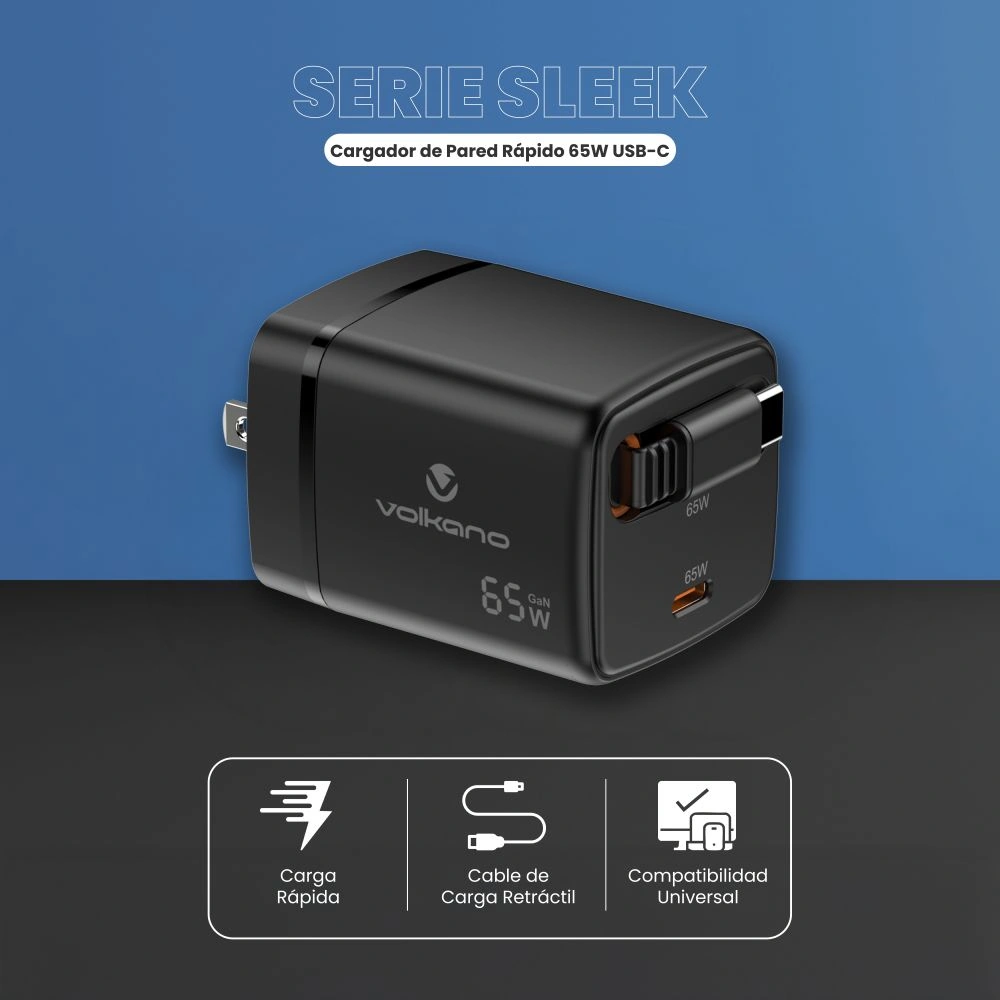 CARGADOR USB TIPO C VOLKANO 65W - 1