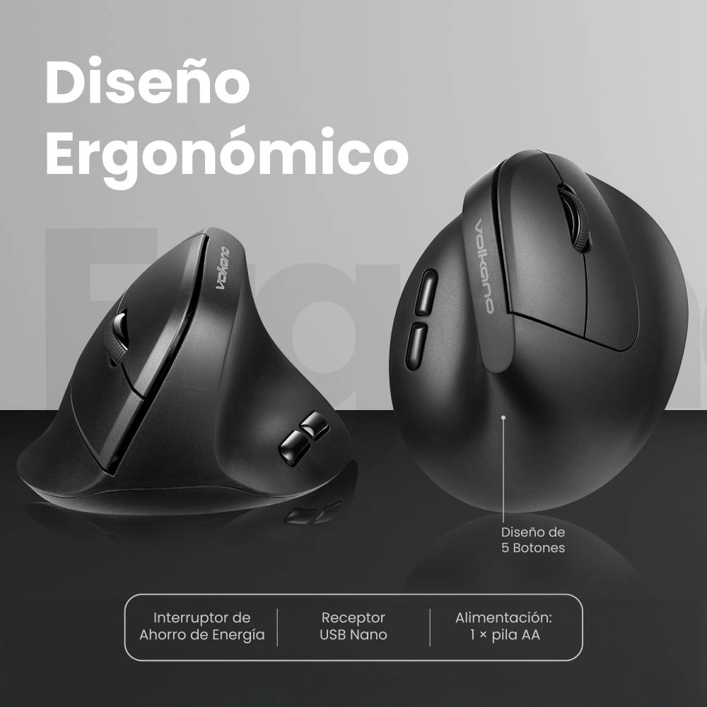 MOUSE INALÁMBRICO VOLKANO CURVE SERIES ERGONOMIC - 5
