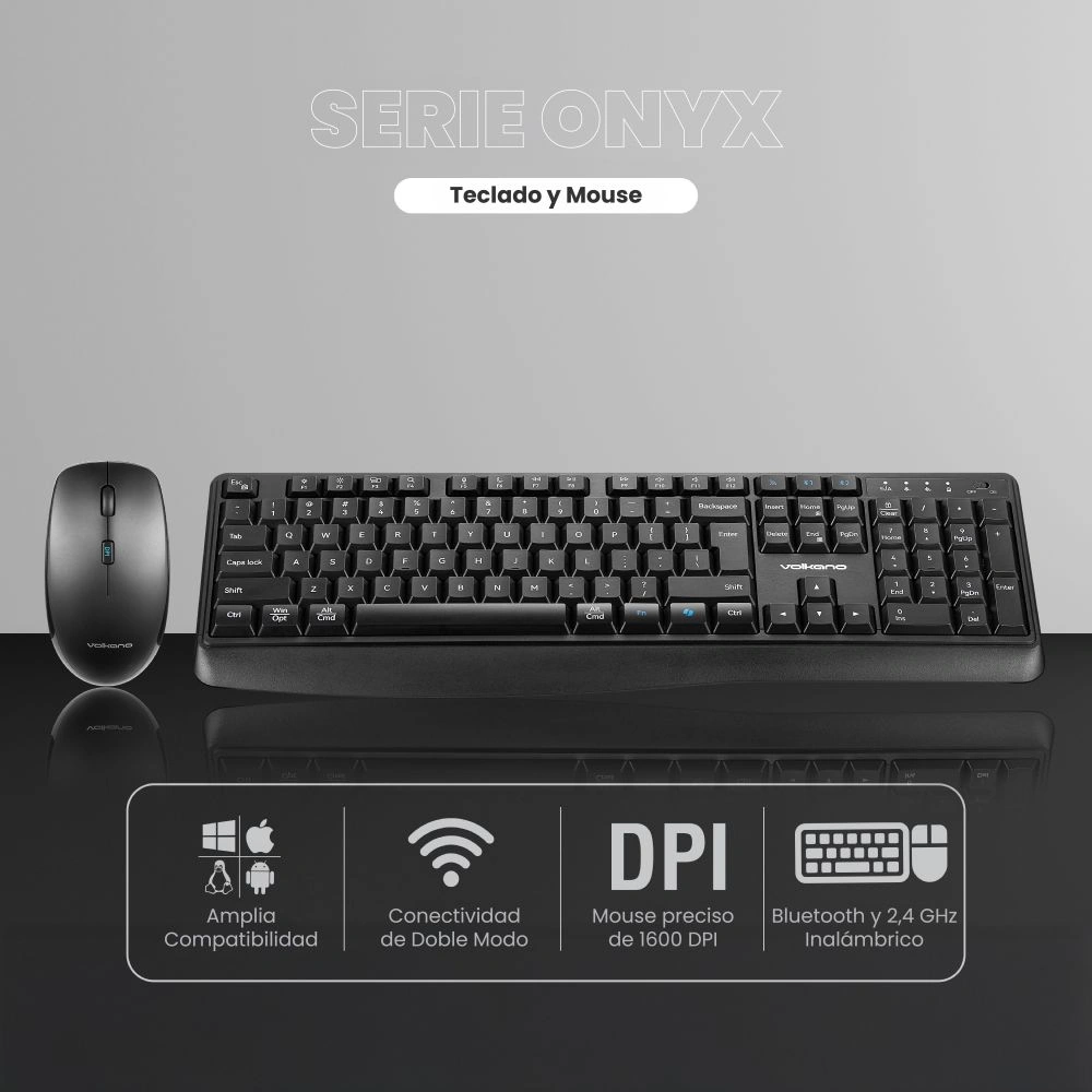 COMBO DE TECLADO Y MOUSE CON DOBLE MO VOLKANO ONYX - 4