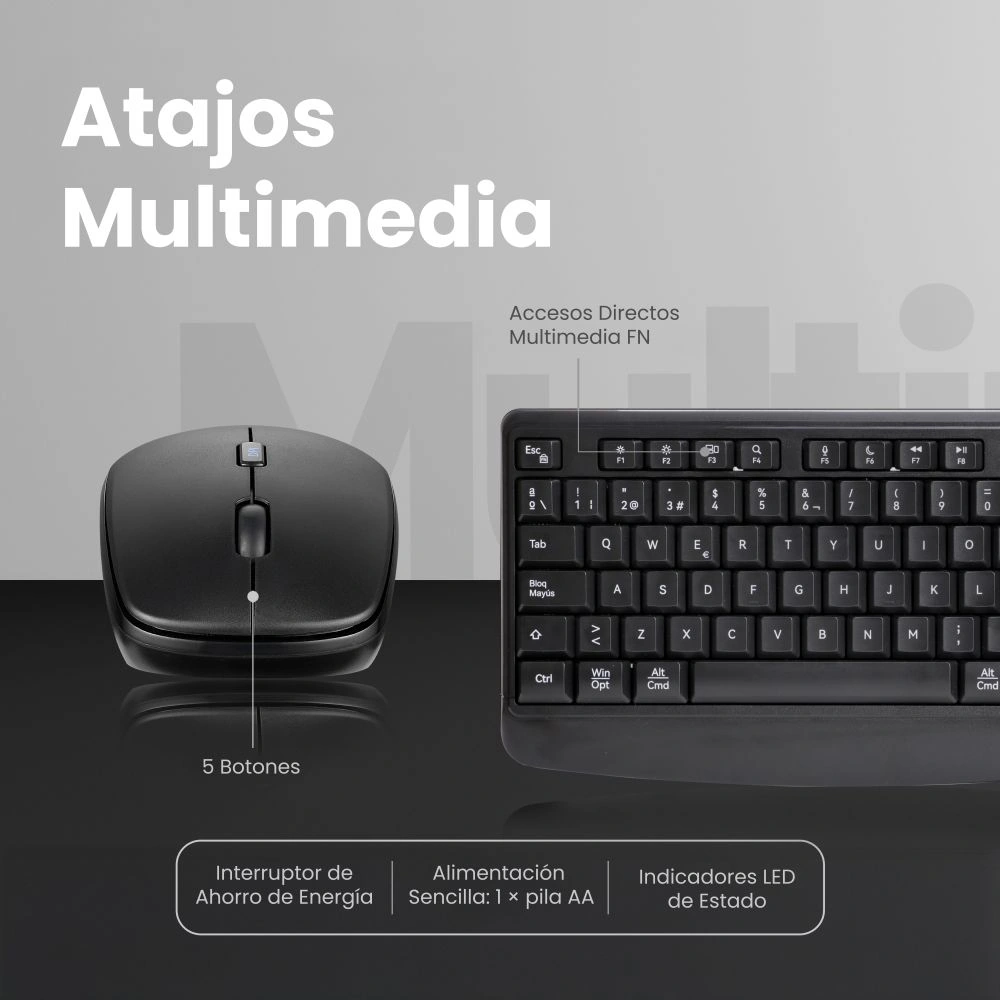 COMBO DE TECLADO Y MOUSE CON DOBLE MO VOLKANO ONYX - 5