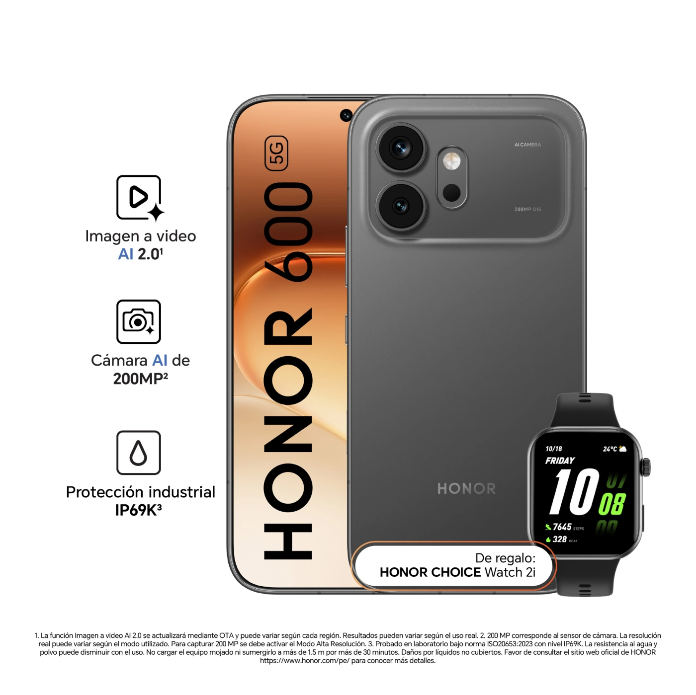 CELULAR HONOR 600 BUNDLE 512GB 8GB + HC WATCH 2i - 1