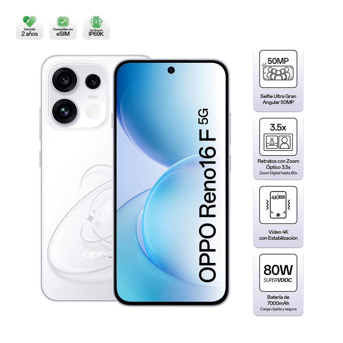 SMARTPHONE OPPO RENO16F 256GB + SMARTWATCH + AUDÍFONOS - 2