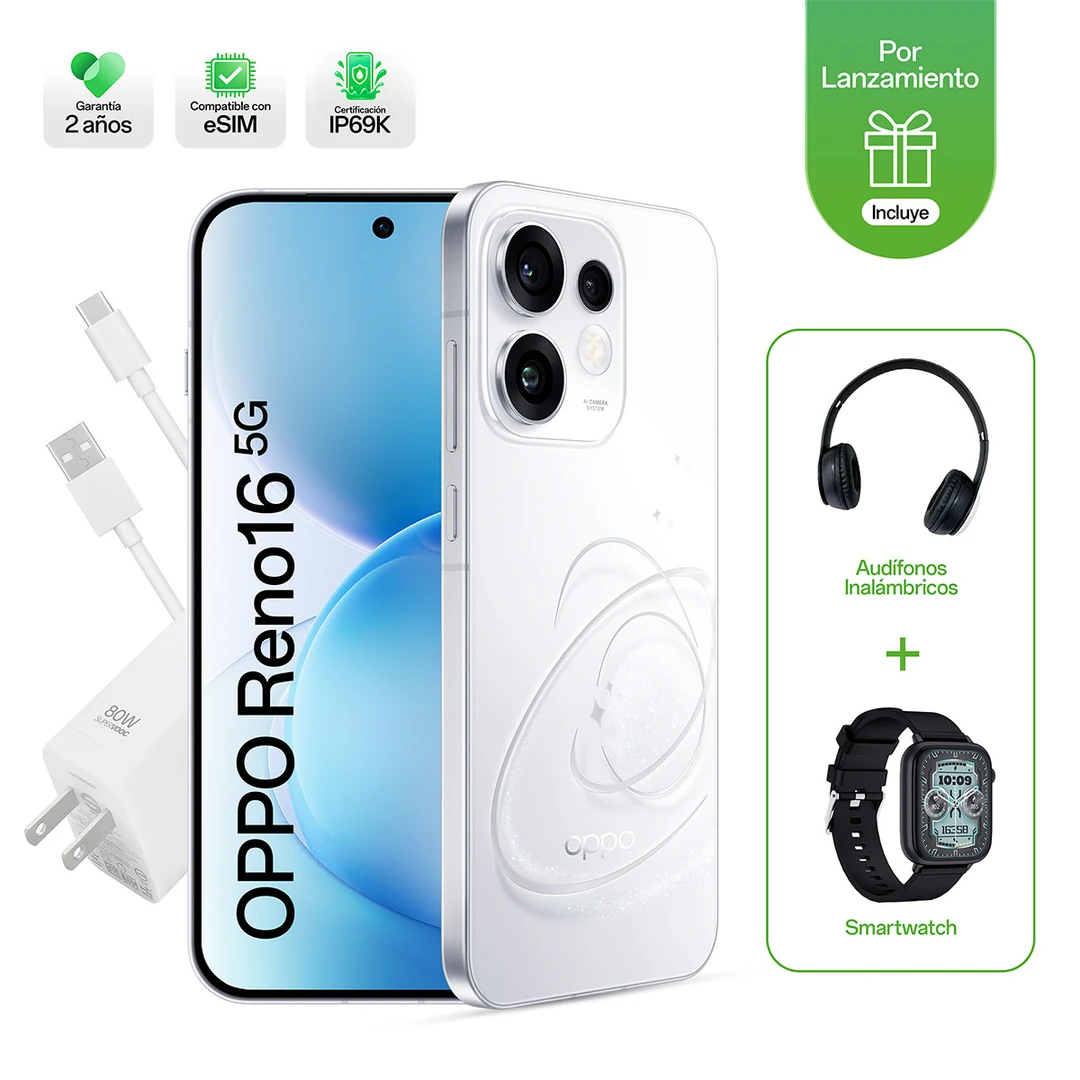 CELULAR OPPO BUNDLE RENO16 256GB + SMARTWATCH + AUDÍFONOS - 3